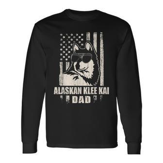 Alaskan Klee Kai Dad Cool Vintage Retro Proud American Long Sleeve T-Shirt - Seseable