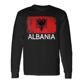 Albanian Flag Vintage Made In Albania Long Sleeve T-Shirt - Seseable
