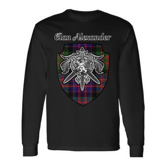 Alexander Scottish Clan Tartan Lion Sword Name Crest Men Women Long Sleeve T-Shirt T-shirt Graphic Print - Thegiftio UK