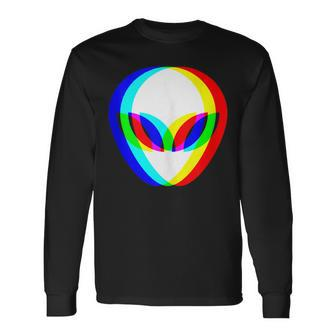 Alien Head Trippy Vaporwave Techno Rave Edm Music Festival Long Sleeve T-Shirt T-Shirt | Mazezy
