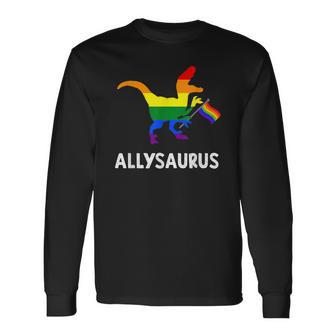 Allysaurus Trans Ally Rex Dinosaur Gay Pride Parade Lgbt V2 Men Women Long Sleeve T-Shirt T-shirt Graphic Print - Thegiftio UK