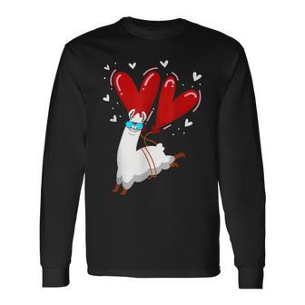 Alpaca Heart Love Funny Valentines Day Animal Llama Lover Men Women Long Sleeve T-shirt Graphic Print Unisex - Seseable