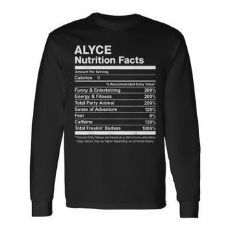 Alyce Nutrition Facts Name Named Long Sleeve T-Shirt - Seseable