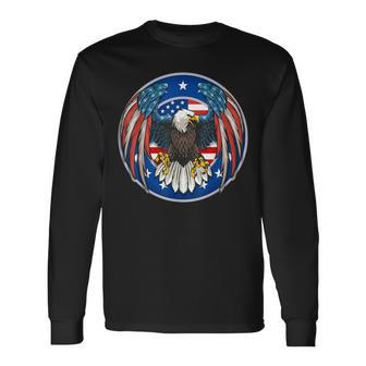 American Eagle With Stars And Stripes Graphic 4Th Of July Long Sleeve T-Shirt - Seseable