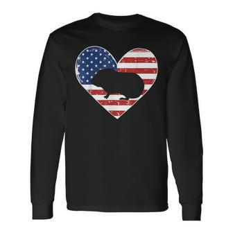 American Flag 4Th Of July Guiena Pig Dad Guiena Pig Lover Men Women Long Sleeve T-shirt Graphic Print Unisex - Seseable