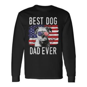 American Flag Best Dog Dad Ever Border Terrier Usa Long Sleeve T-Shirt T-Shirt | Mazezy