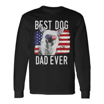 American Flag Best Dog Dad Ever Chinese Crested Usa Long Sleeve T-Shirt T-Shirt | Mazezy