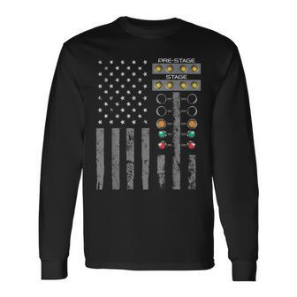 American Flag Drag Racing Strip Tree Light For Dragster Long Sleeve T-Shirt T-Shirt | Mazezy