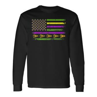 American Flag Mardi Gras Mardi Gras Crawfish Outfit V2 Long Sleeve T-Shirt - Thegiftio
