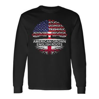 American Grown English Roots England Flag Men Women Long Sleeve T-shirt Graphic Print Unisex - Seseable