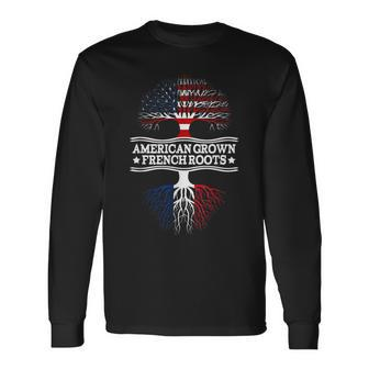 American Grown With French Roots Gift France Men Women Long Sleeve T-shirt Graphic Print Unisex - Seseable