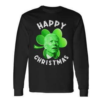 Anti Biden Happy Christmas Patricks Day Biden Samrock Long Sleeve T-Shirt - Seseable