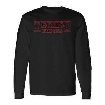 Anti Social Techno Club Techno Things Outlined Red Long Sleeve T-Shirt - Seseable