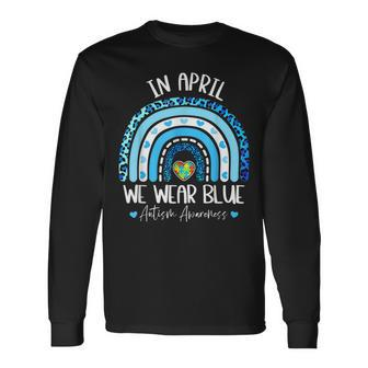 In April We Wear Blues Autism Awareness Month Puzzle Rainbow Long Sleeve T-Shirt T-Shirt