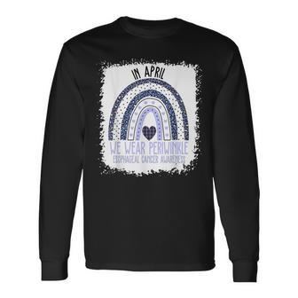 In April We Wear Periwinkle Esophageal Cancer Awareness Long Sleeve T-Shirt T-Shirt | Mazezy