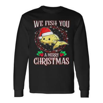Aquarium Lover Tropical We Fish You A Merry Christmas Men Women Long Sleeve T-shirt Graphic Print Unisex - Seseable