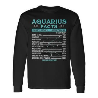 Aquarius Facts Zodiac Sign Horoscope Birthday Astrology Long Sleeve T-Shirt T-Shirt | Mazezy