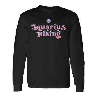 Aquarius Rising Colored Astrology Zodiac Sign Long Sleeve T-Shirt T-Shirt | Mazezy