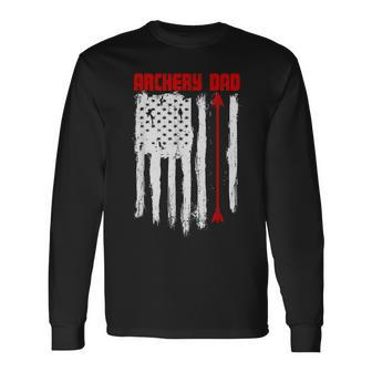 Archery Dad Vintage Usa Red White Flag Long Sleeve T-Shirt - Seseable