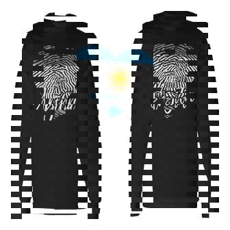 Argentina In My Dna Fingerprint Heart Argentina Flag Pride Men Women Long Sleeve T-shirt Graphic Print Unisex | Seseable UK