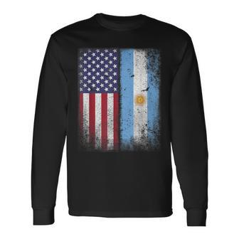 Argentina Usa Flag Gift Argentinian Argentinean Argentine Men Women Long Sleeve T-shirt Graphic Print Unisex - Seseable