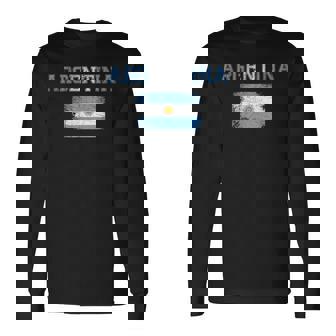 Argentinian Flag T Vintage Made In Argentina Gift Men Women Long Sleeve T-shirt Graphic Print Unisex | Seseable UK