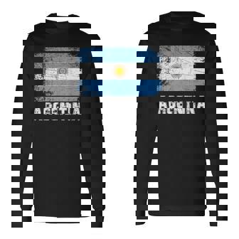 Argentinian Flag T Vintage Made In Argentina Gift V2 Men Women Long Sleeve T-shirt Graphic Print Unisex | Seseable UK