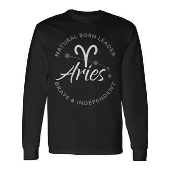 Aries Astrology Zodiac Sign V2 Long Sleeve T-Shirt T-Shirt | Mazezy