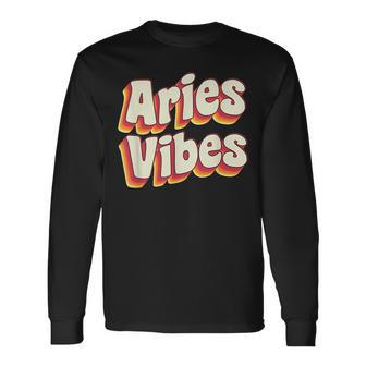 Aries March April Birthday Retro Astrology Aries Zodiac Sign Long Sleeve T-Shirt T-Shirt | Mazezy
