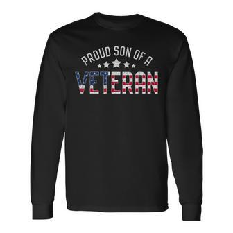 Armed Forces Proud Son Of A Veteran Retro Men Women Long Sleeve T-shirt Graphic Print Unisex - Seseable