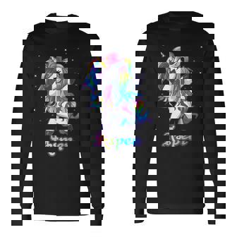 Aspen Name Personalized Custom Rainbow Unicorn Dabbing Men Women Long Sleeve T-Shirt T-shirt Graphic Print - Thegiftio UK