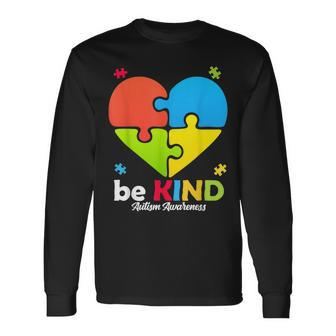 Autism Awareness Be Kind Puzzle Heart Kindness Long Sleeve T-Shirt T-Shirt | Mazezy