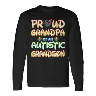 Autism Awareness Proud Grandpa Of Autistic Grandson Long Sleeve T-Shirt - Seseable