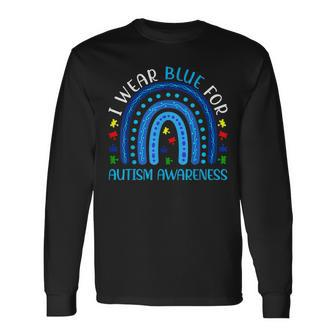 Autism Awareness I Wear Blue For Autism Support Long Sleeve T-Shirt T-Shirt | Mazezy