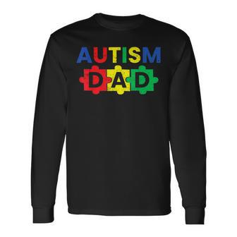Autism Dad Fathering Autism Support Awareness Month Long Sleeve T-Shirt - Seseable