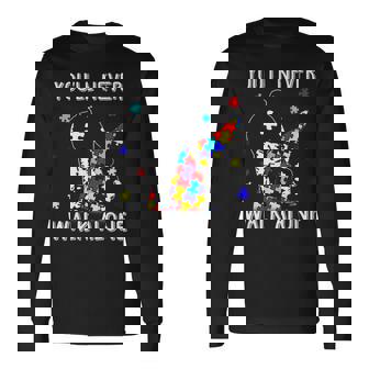 Autism Dad You Will Never Walk-Alone Support Autism Son Long Sleeve T-Shirt - Thegiftio