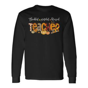 Autumn Fall Outfit Teacher Thankful Grateful Blessed Pumpkin V20 Men Women Long Sleeve T-Shirt T-shirt Graphic Print - Thegiftio UK