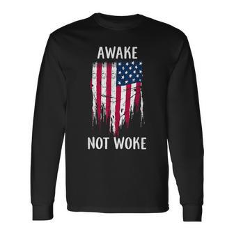 Awake Not Woke Anti Censorship Cancel Culture Long Sleeve T-Shirt T-Shirt | Mazezy