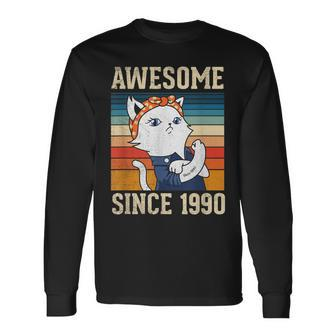 Awesome Since 1990 Vintage Women Birthday 33 Years Old Long Sleeve T-Shirt - Seseable