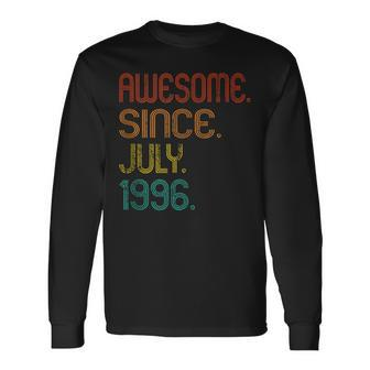 Awesome Since July 1996 27Th Birthday 27 Years Old Vintage Long Sleeve T-Shirt - Seseable