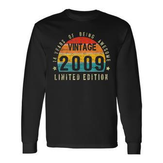 Awesome Since 2009 14 Years Old 14Th Birthday Gift Men Women Long Sleeve T-shirt Graphic Print Unisex - Seseable