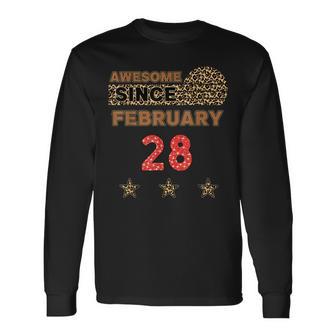 Awesome Since 28. Februar Langarmshirts mit Leopardenmuster, Vintage Geburtstags-Langarmshirts - Seseable