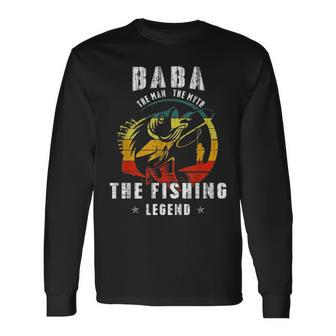 Baba Man Myth Fishing Legend Fathers Day Long Sleeve T-Shirt - Seseable