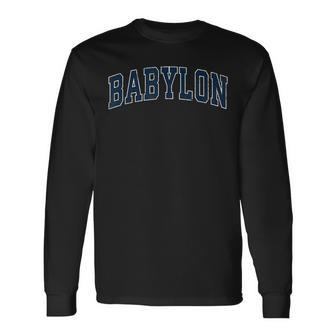Babylon New York Ny Vintage Sports Design Navy Design Men Women Long Sleeve T-shirt Graphic Print Unisex - Seseable