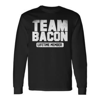 Bacon Lover Quote - Vintage Bacon Lifetime Team Member Men Women Long Sleeve T-shirt Graphic Print Unisex - Seseable