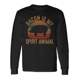 Bacon Is My Spirit Animal Retro Bbq Costume Pork Grill Long Sleeve T-Shirt - Seseable