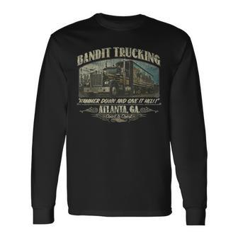 Men Bandit Trucking 1977 Distressed Long Sleeve T-Shirt - Seseable