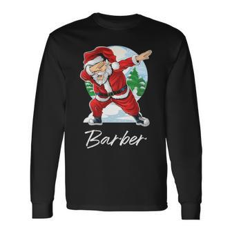 Barber Name Santa Barber Long Sleeve T-Shirt - Seseable