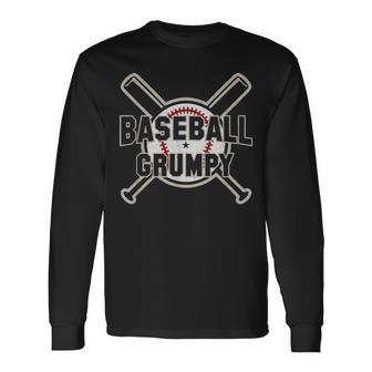 Baseball Grumpy Softball Papa Fathers Day Grandpa Long Sleeve T-Shirt - Seseable