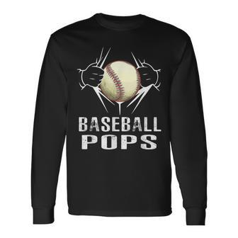 Baseball Pops Baseball Lover For Dad Fathers Day Long Sleeve T-Shirt - Thegiftio UK
